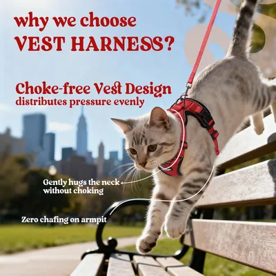 Harnais chat anti-évasion rouge XXS – Réfléchissant – Pour chaton