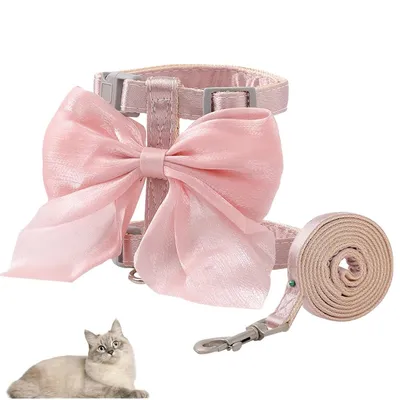 HausPets Harnais+Laisse petit animal gris/rose M