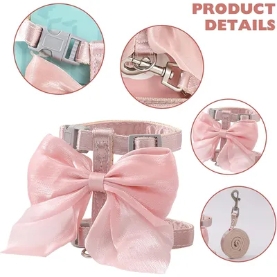 HausPets Harnais+Laisse petit animal gris/rose S