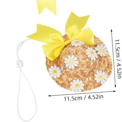HausPets Lot de 3 Chapeaux Paille Chien Chat Jaune