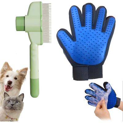 HausPets Gant de Brossage et Massage Respirant avec Peigne pour Animaux
