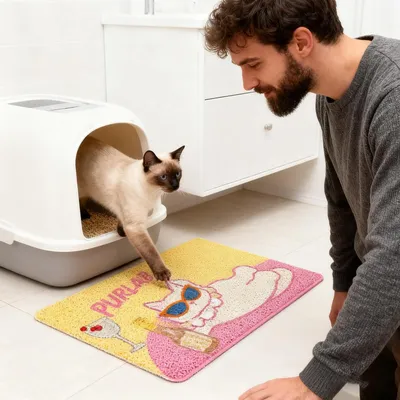 Tapis anti-dérapant pour bac litière - Réutilisable, toutes races Tapis anti-dérapant pour bac litière - Réutilisable, toutes races