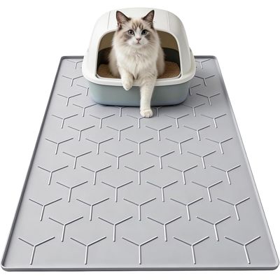 Tapis litière silicone 86x56 cm - Garoopion, imperméable, gris
