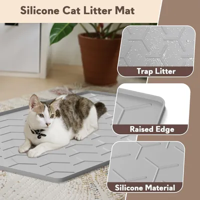 Tapis litière silicone 86x56 cm - Garoopion, imperméable, gris Tapis litière silicone 86x56 cm - Garoopion, imperméable, gris