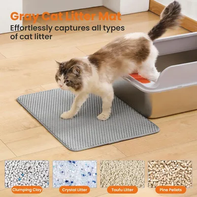 Tapis litière EVA double couche 60x45 cm - Imperméable, gris Tapis litière EVA double couche 60x45 cm - Imperméable, gris