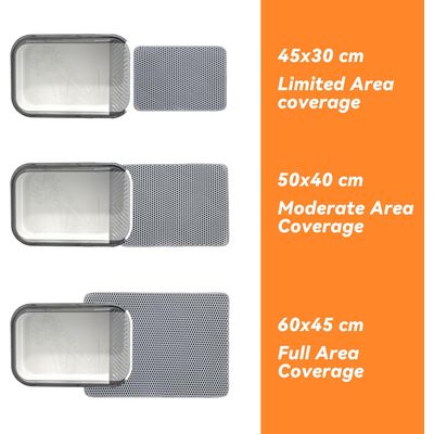 Tapis litière EVA double couche 60x45 cm - Imperméable, gris