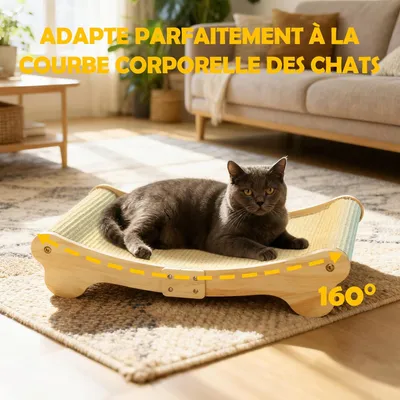 Griffoir chat sisal, lit incurvé 160°, tapis horizontal 60x37x14 cm Griffoir chat sisal, lit incurvé 160°, tapis horizontal 60x37x14 cm