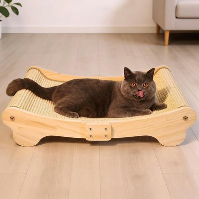 Griffoir chat sisal, lit incurvé 160°, tapis horizontal 60x37x14 cm
