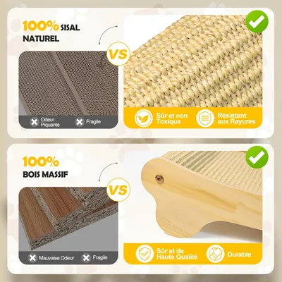 Griffoir chat sisal, lit incurvé 160°, tapis horizontal 60x37x14 cm Griffoir chat sisal, lit incurvé 160°, tapis horizontal 60x37x14 cm
