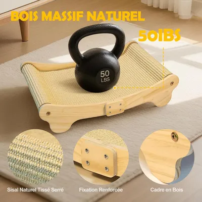 Griffoir chat sisal, lit incurvé 160°, tapis horizontal 60x37x14 cm Griffoir chat sisal, lit incurvé 160°, tapis horizontal 60x37x14 cm