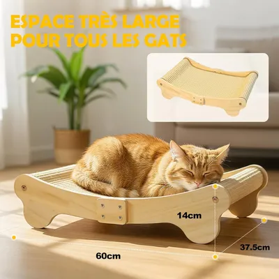 Griffoir chat sisal, lit incurvé 160°, tapis horizontal 60x37x14 cm Griffoir chat sisal, lit incurvé 160°, tapis horizontal 60x37x14 cm