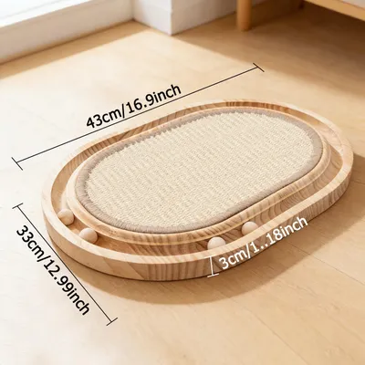 Planche gratter + piste balle sisal, jouet 2 en 1, 4 boules bois Planche gratter + piste balle sisal, jouet 2 en 1, 4 boules bois