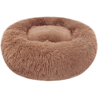 HausPets Panier Chat Chien Rond Peluche Anti-Stress Donut Lavable Café S