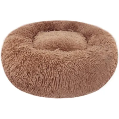 HausPets Panier Chat Chien Rond Peluche Anti-Stress Donut Lavable Café S