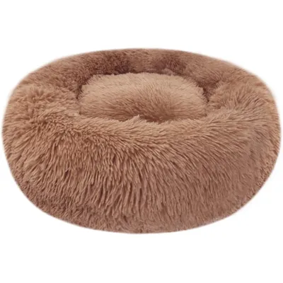 HausPets Panier Chat Chien Rond Peluche Anti-Stress Donut Lavable Café S