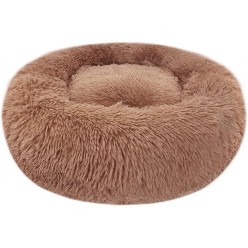 HausPets Plüsch-Katzenbett Anti-Stress Donut Waschbar Braun S