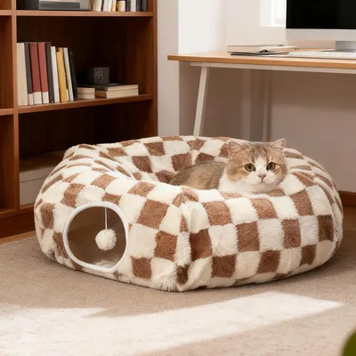 HausPets Tunnel Bed pour Chat - Maison Pliable avec Coussin HausPets Tunnel Bed pour Chat - Maison Pliable avec Coussin