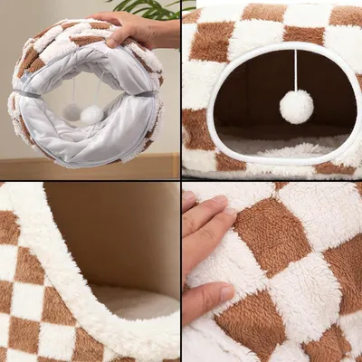 HausPets Tunnel Bed pour Chat - Maison Pliable avec Coussin HausPets Tunnel Bed pour Chat - Maison Pliable avec Coussin