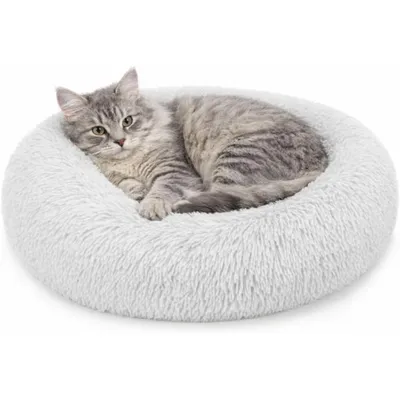 HausPets Lit Donut Moelleux pour Chat et Chien, Coussin Antidérapant Gris HausPets Lit Donut Moelleux pour Chat et Chien, Coussin Antidérapant Gris