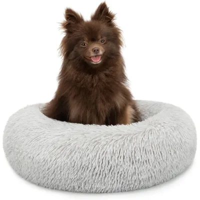 HausPets Lit Donut Moelleux pour Chat et Chien, Coussin Antidérapant Gris HausPets Lit Donut Moelleux pour Chat et Chien, Coussin Antidérapant Gris