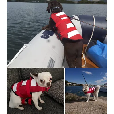 HausPets Chaleco salvavidas ajustable para perros asa suave, rojo, talla M HausPets Chaleco salvavidas ajustable para perros asa suave, rojo, talla M