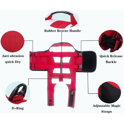 HausPets Chaleco salvavidas ajustable para perros asa suave, rojo, talla M