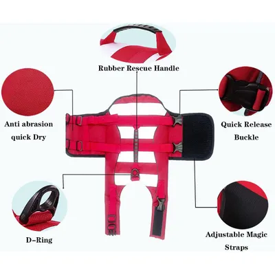 HausPets Chaleco salvavidas ajustable para perros asa suave, rojo, talla M HausPets Chaleco salvavidas ajustable para perros asa suave, rojo, talla M