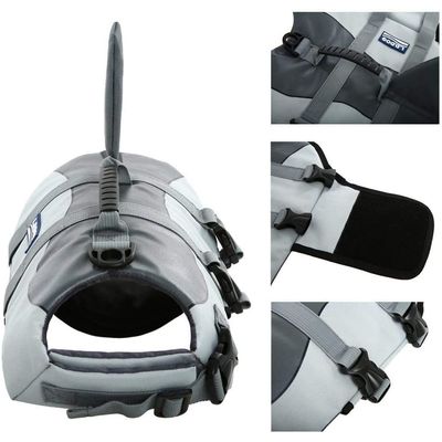 HausPets Chaleco salvavidas ajustable para perros con asa, gris, talla S