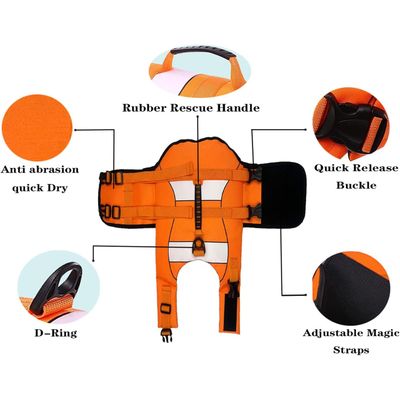 HausPets Chaleco salvavidas ajustable perros asa suave, color naranja