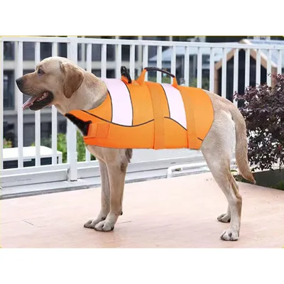 HausPets Chaleco salvavidas ajustable perros asa suave, color naranja