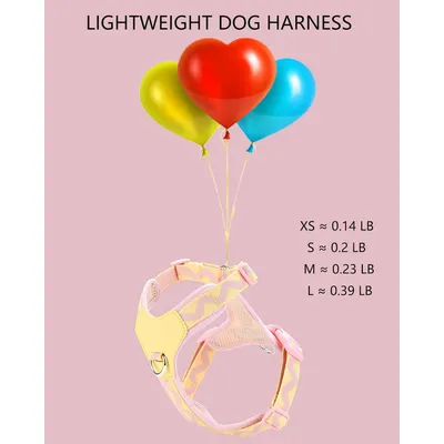 Rosa Hundegeschirr für kleine Hunde, XS, Anti-Zug-Geschirr, 2 Leinenclips