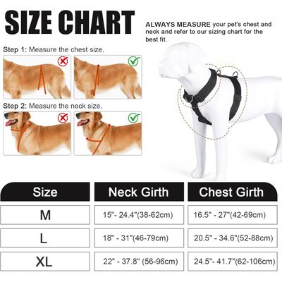 Harnais chien anti-traction rembourré ajustable, moyen/gros, gris M