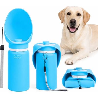 HausPets Faltflasche Silikon 550ml BPA-frei dicht blau