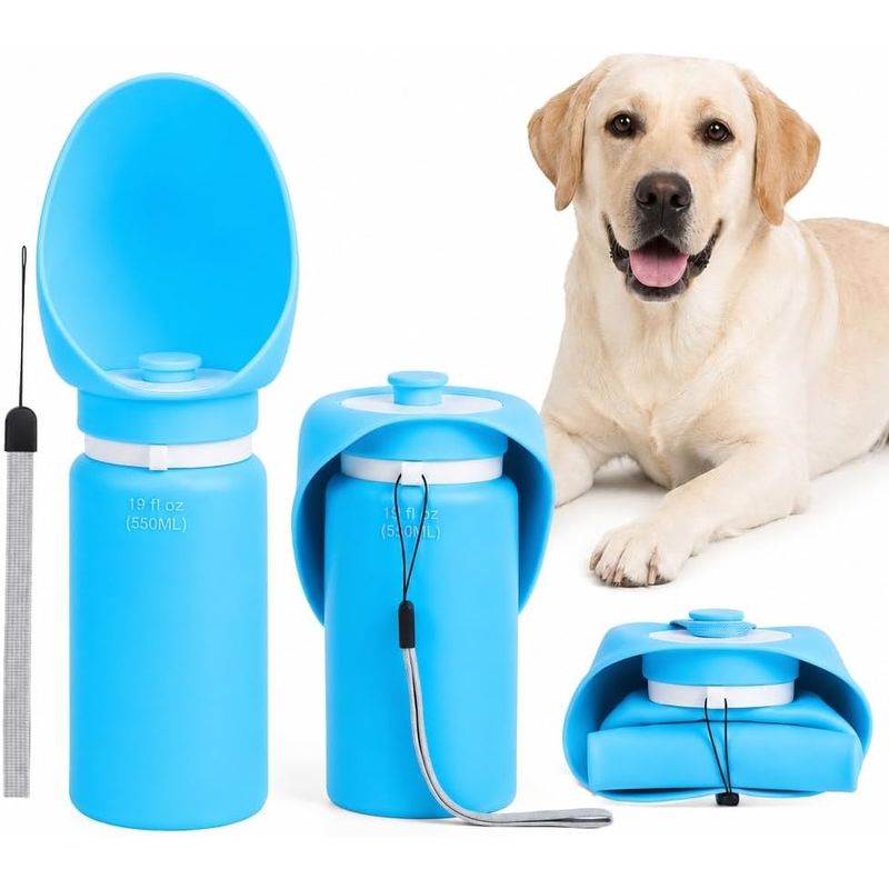 HausPets Faltflasche Silikon 550ml BPA-frei dicht blau