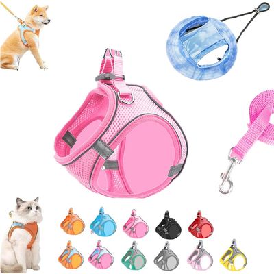 HausPets Harnais Chat Anti-Fuite Maille Douce Réfléchissant 3 Pièces L