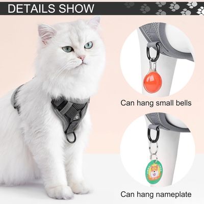 HausPets Arnés para gatos correa retráctil, 3 m, malla reflectante, gris
