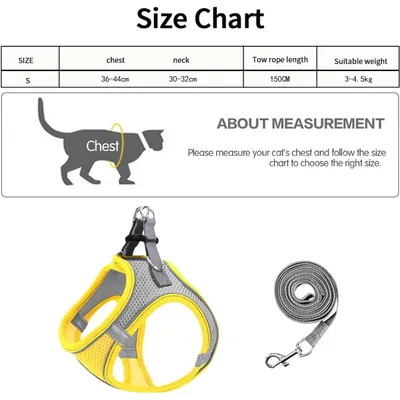 HausPets Harnais Chat Veste Maille Réglable Laisse 150cm Sécuritaire