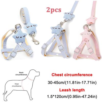 HausPets 2 arneses correas ajustables perros gatos estrellas, color rosa