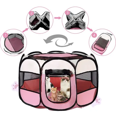 HausPets Parc Chiot Pop-Up 74x74x43cm Rose Rouge HausPets Parc Chiot Pop-Up 74x74x43cm Rose Rouge