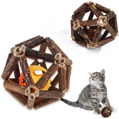 Sosoport 2x molar cat ball with bell, chew toy for pets, silver Sosoport 2x molar cat ball with bell, chew toy for pets, silver