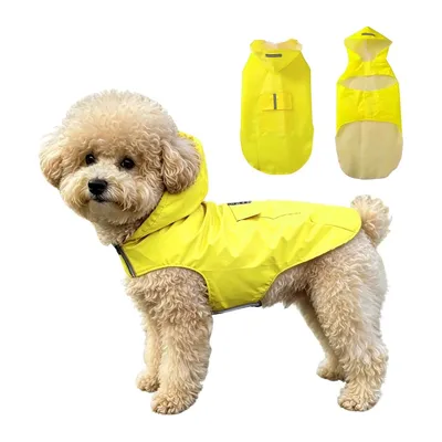 HausPets Impermeable reflectante amarillo para perros, talla M