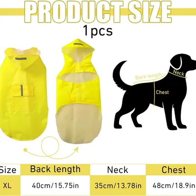 HausPets Impermeable reflectante amarillo para perros, talla M
