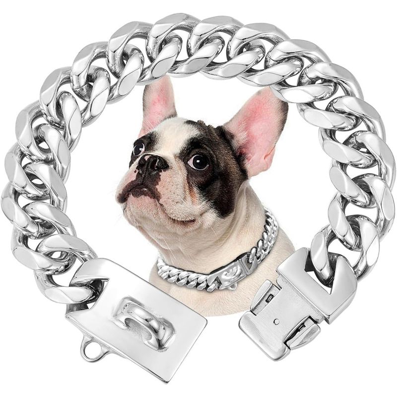HausPets Edelstahl Halsband Hund 316L 15mm silber 45cm