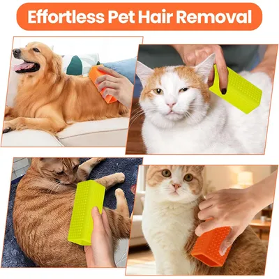 HausPets 2 brosses silicone jaune/orange tapis