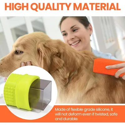 HausPets 2 brosses silicone jaune/orange tapis