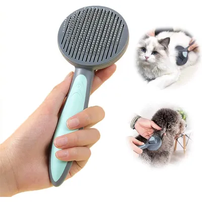 Brosse autonettoyante pour chats et chiens avec bouton de déverrouillage Brosse autonettoyante pour chats et chiens avec bouton de déverrouillage