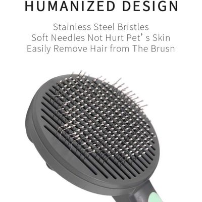 Brosse autonettoyante pour chats et chiens avec bouton de déverrouillage