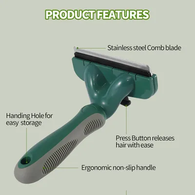 HausPets Brosse autonettoyante vert olive sous-poil HausPets Brosse autonettoyante vert olive sous-poil