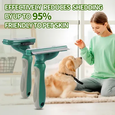 HausPets Brosse autonettoyante vert olive sous-poil HausPets Brosse autonettoyante vert olive sous-poil