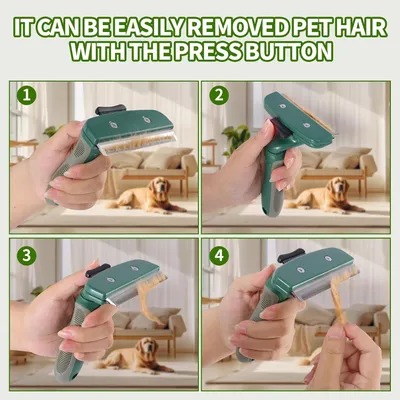HausPets Brosse autonettoyante vert olive sous-poil HausPets Brosse autonettoyante vert olive sous-poil